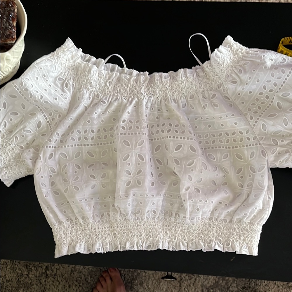 J. Crew White Eyelet Blouse new